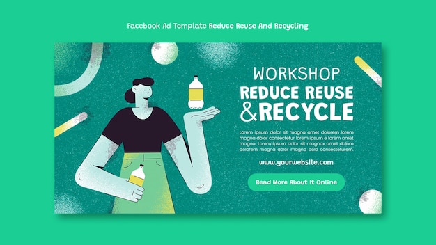 Free PSD hand drawn recycling facebook template