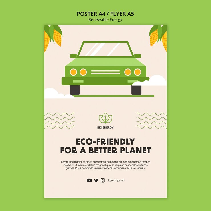 Free PSD hand drawn renewable energy poster template