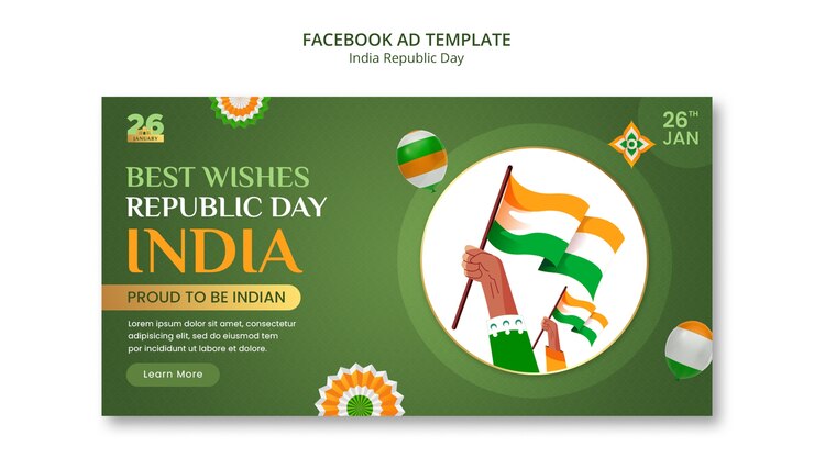 मुफ़्त PSD hand drawn republic day facebook template