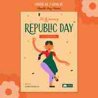 Free PSD hand drawn republic day poster template