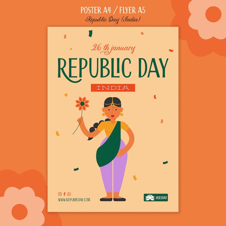 मुफ़्त PSD hand drawn republic day poster
