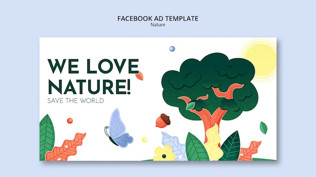 Free PSD hand drawn rescue nature facebook template