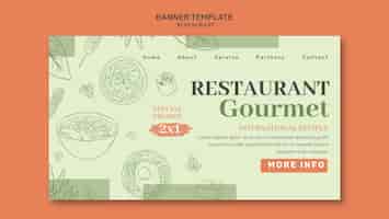 Бесплатный PSD Ручно нарисованная страница открытия ресторана