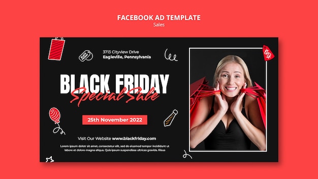 Free PSD hand drawn sale discount facebook template