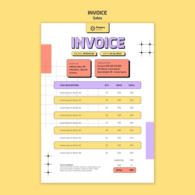 Free PSD hand drawn sales  invoice template