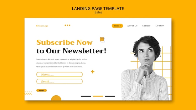 Free PSD hand drawn sales landing page