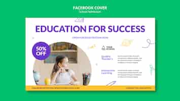 Free PSD hand drawn school admission facebook cover