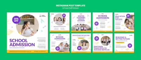 Free PSD hand drawn school admission instagram posts