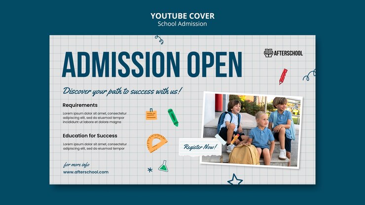 Free PSD hand drawn school admission youtube cover