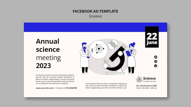 Free PSD hand drawn science concept facebook template