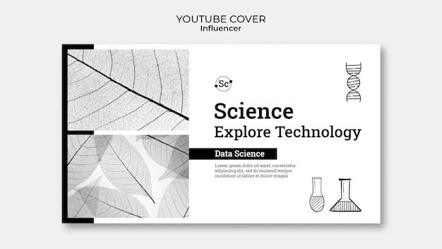 Free PSD hand drawn science concept youtube cover