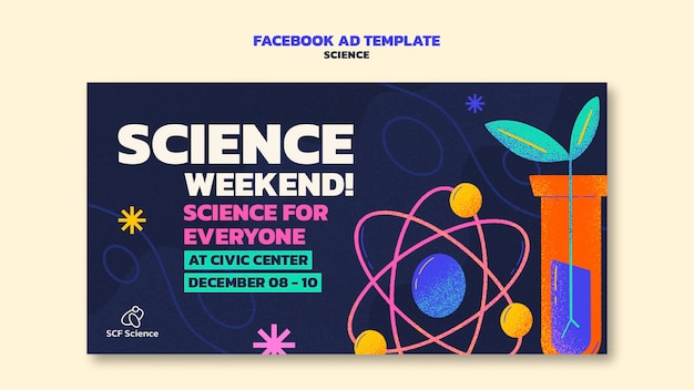 無料PSD 手描きの科学イベントの facebook テンプレート