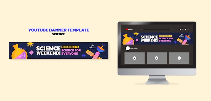 Free PSD hand drawn science event youtube banner  template