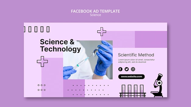 PSD gratuito modello facebook di ricerca scientifica disegnato a mano