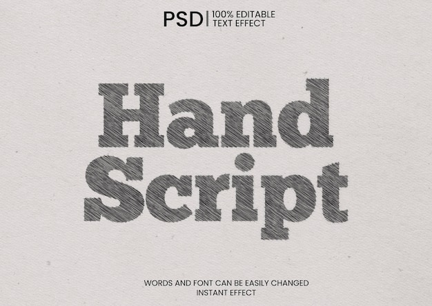 PSD gratuito mockup di script disegnato a mano