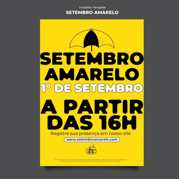 Free PSD hand drawn setembro amarelo invitation template