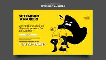 Free PSD hand drawn setembro amarelo landing page