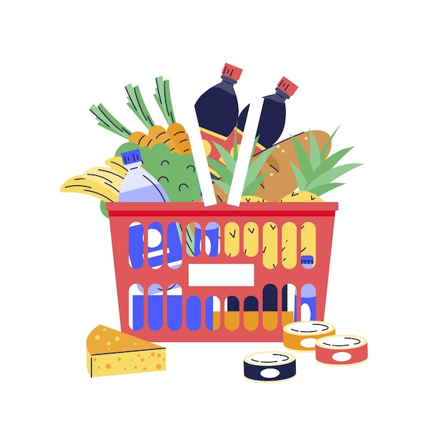Hand drawn shopping cart isolated