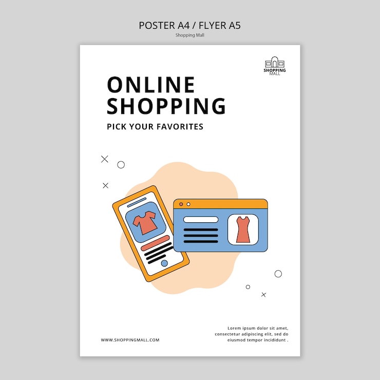 無料PSD 手描きショッピング モール ポスター テンプレート