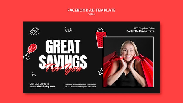 Free PSD hand drawn special sale facebook template