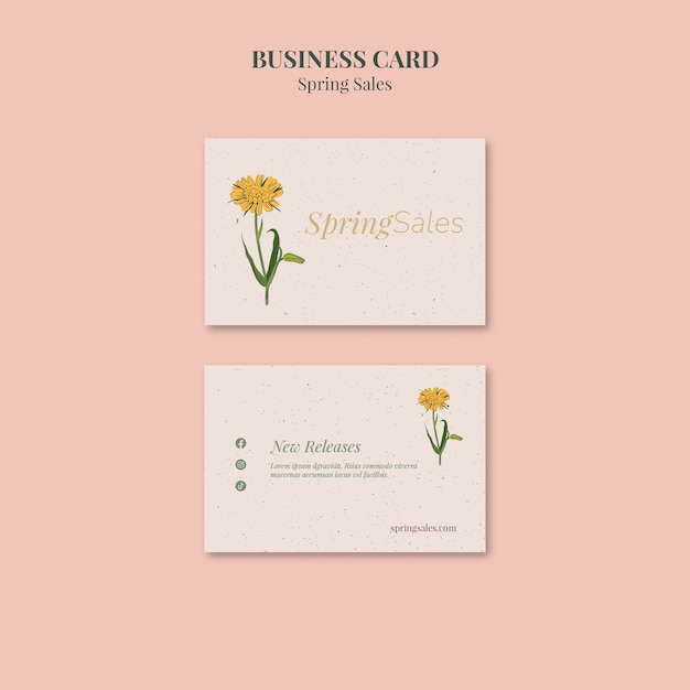 Hand Drawn Spring Sale Business Card Template – Free PSD Download