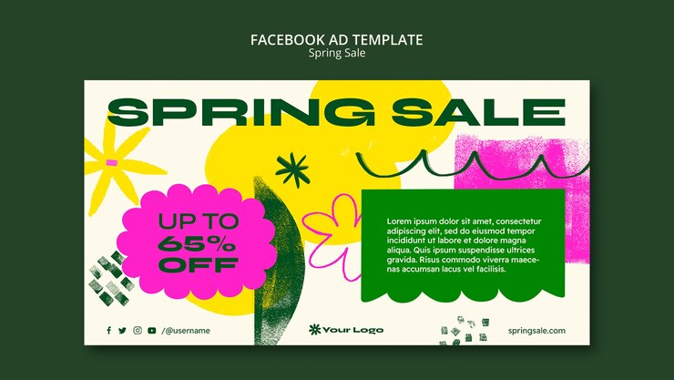 Free PSD hand drawn spring sale facebook template