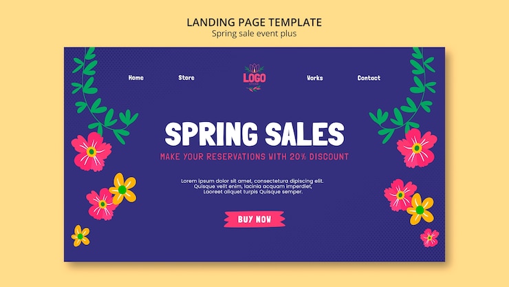 मुफ़्त PSD hand drawn spring sale landing page template