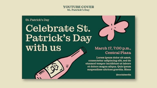 Free PSD hand drawn st. patrick's day  youtube cover