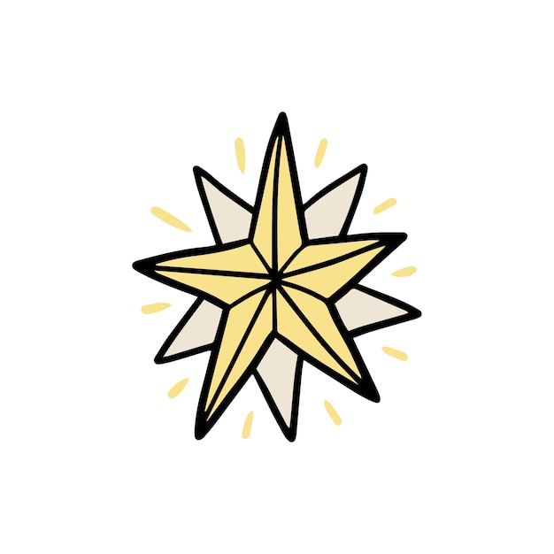 分離された手描きの星