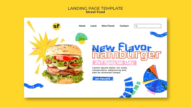 Hand drawn street food landing page template