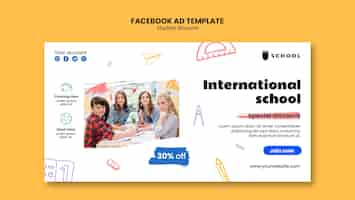 無料PSD 手描きの学生割引 facebook テンプレート