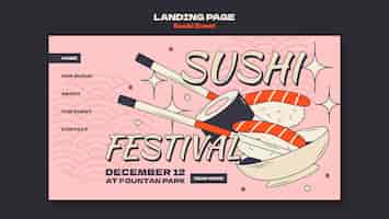 Free PSD hand drawn sushi event landing page