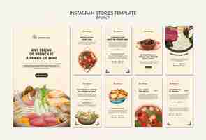 無料PSD 手描きのおいしいブランチinstagramストーリー