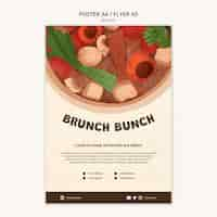 PSD gratuito modello di poster per brunch gustoso disegnato a mano