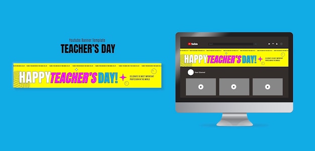 Free PSD hand drawn teacher's day youtube banner