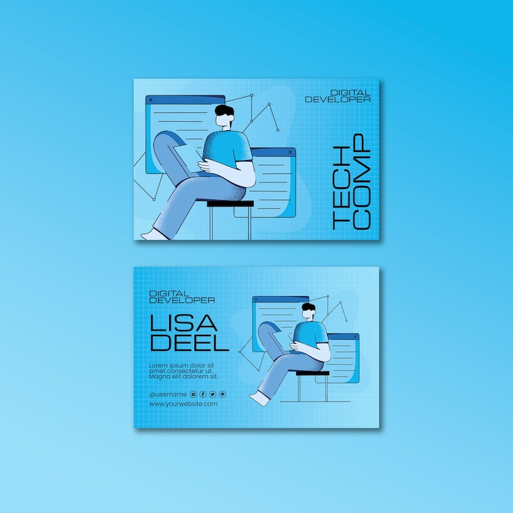 Free PSD hand drawn technology business card