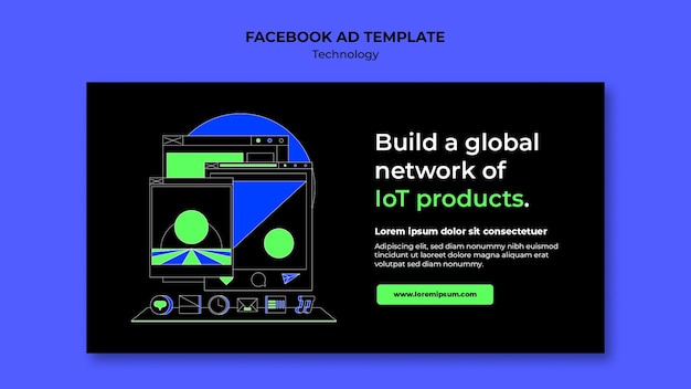 Free PSD hand drawn technology facebook template