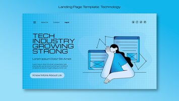 Free PSD hand drawn technology landing page