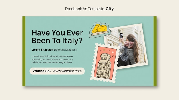 Free PSD hand drawn traveling concept facebook template