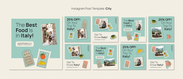 無料PSD 手描きの旅行コンセプトinstagramの投稿