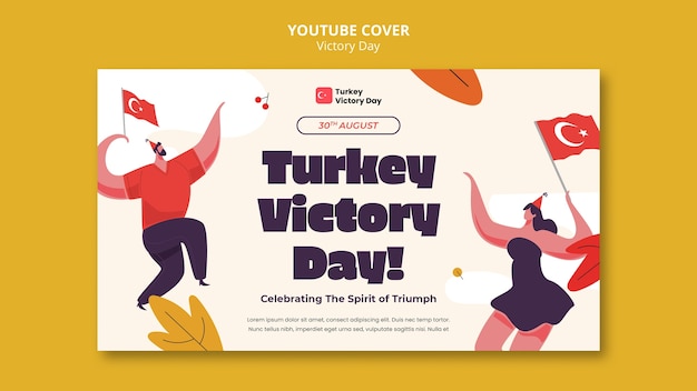 PSD gratuito copertina di youtube del giorno della vittoria disegnata a mano