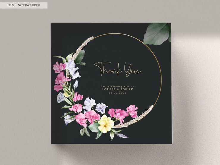 Free PSD hand drawn watercolor floral wedding invitation card