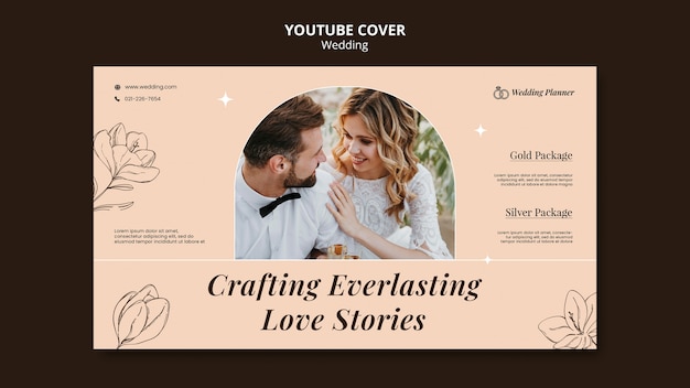 Free PSD hand drawn wedding celebration youtube cover