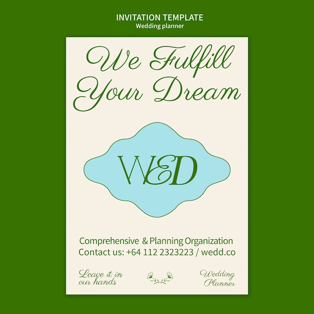 Free PSD hand drawn wedding planner invitation template