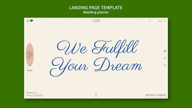 Free PSD hand drawn wedding planner landing page