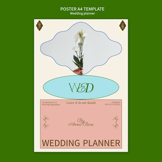 PSD gratuito modello di poster di wedding planner disegnato a mano