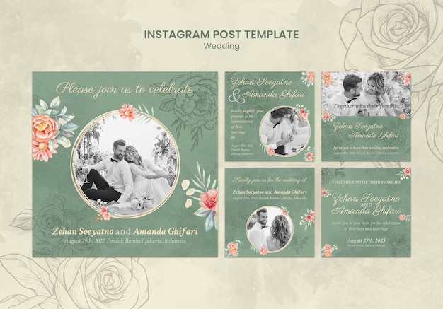 Free PSD hand drawn wedding template