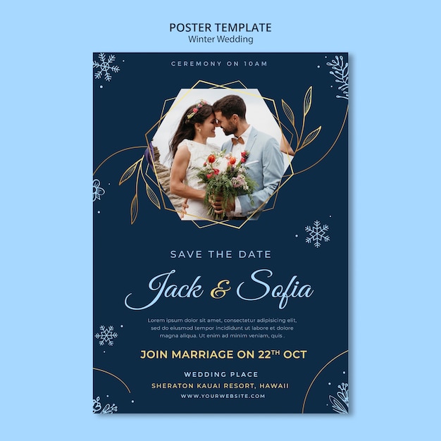 Winter Wedding Poster Template – Free PSD Download