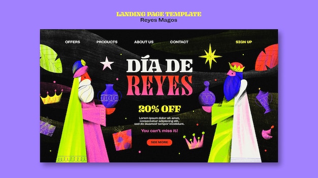 Free PSD hand drawn wise men landing page template