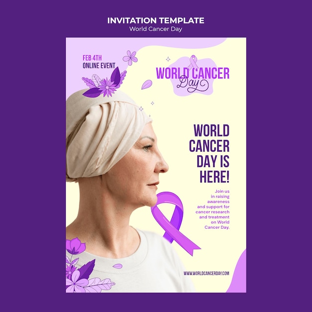 Hand drawn world cancer day invitation template